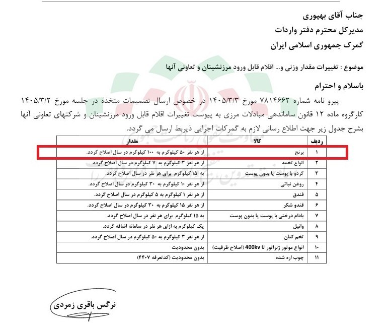 افزایش سهمیه واردات برنج مرزنشینان به 100 کیلوگرم ابلاغ شد واردات برنج ,